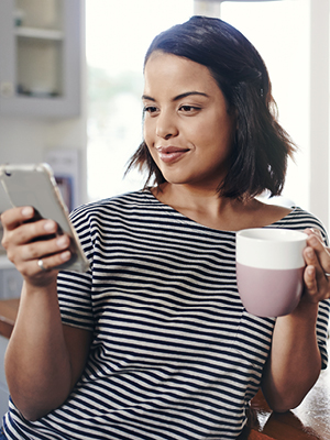 woman looking at her phone