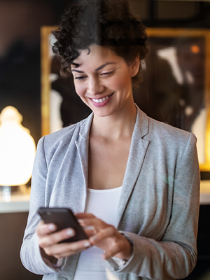woman looking at her phone