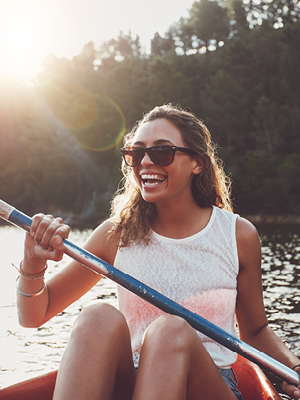 woman in a canoe