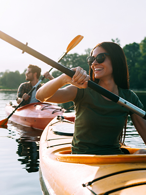 two people kayaking