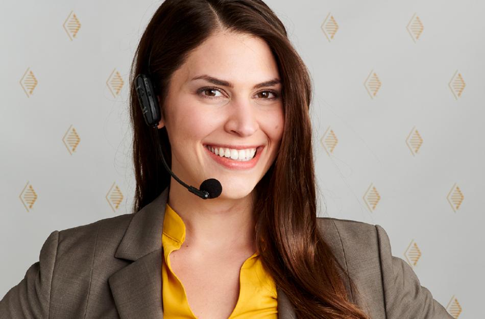 customer service woman wearing a phone headset