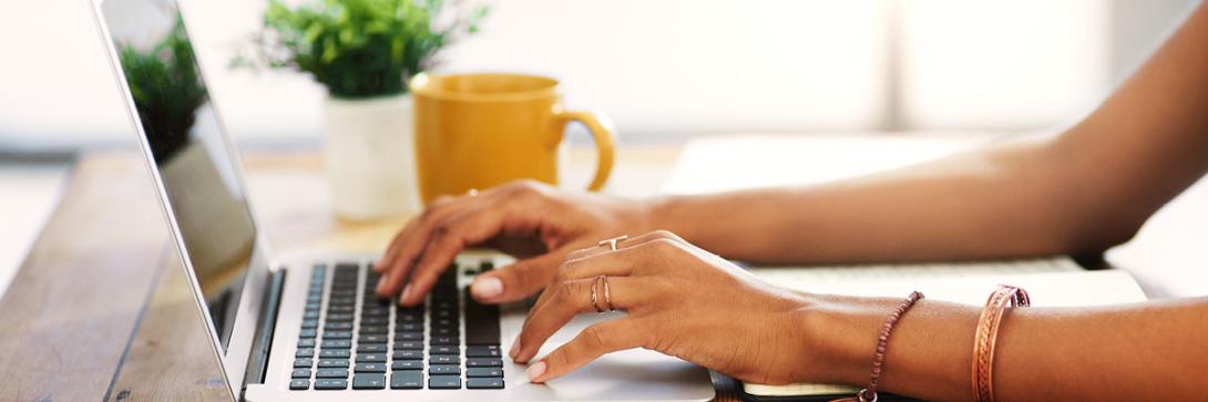 woman working at a laptop