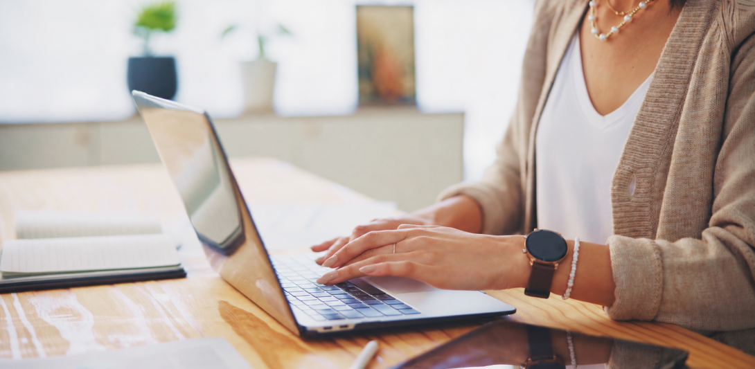 woman using the computer
